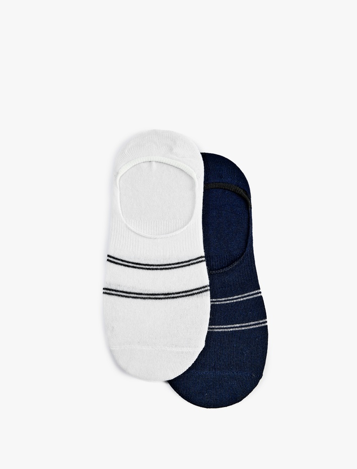 Erkek Pamuklu Çizgili 2'li Spor Çorabı Seti