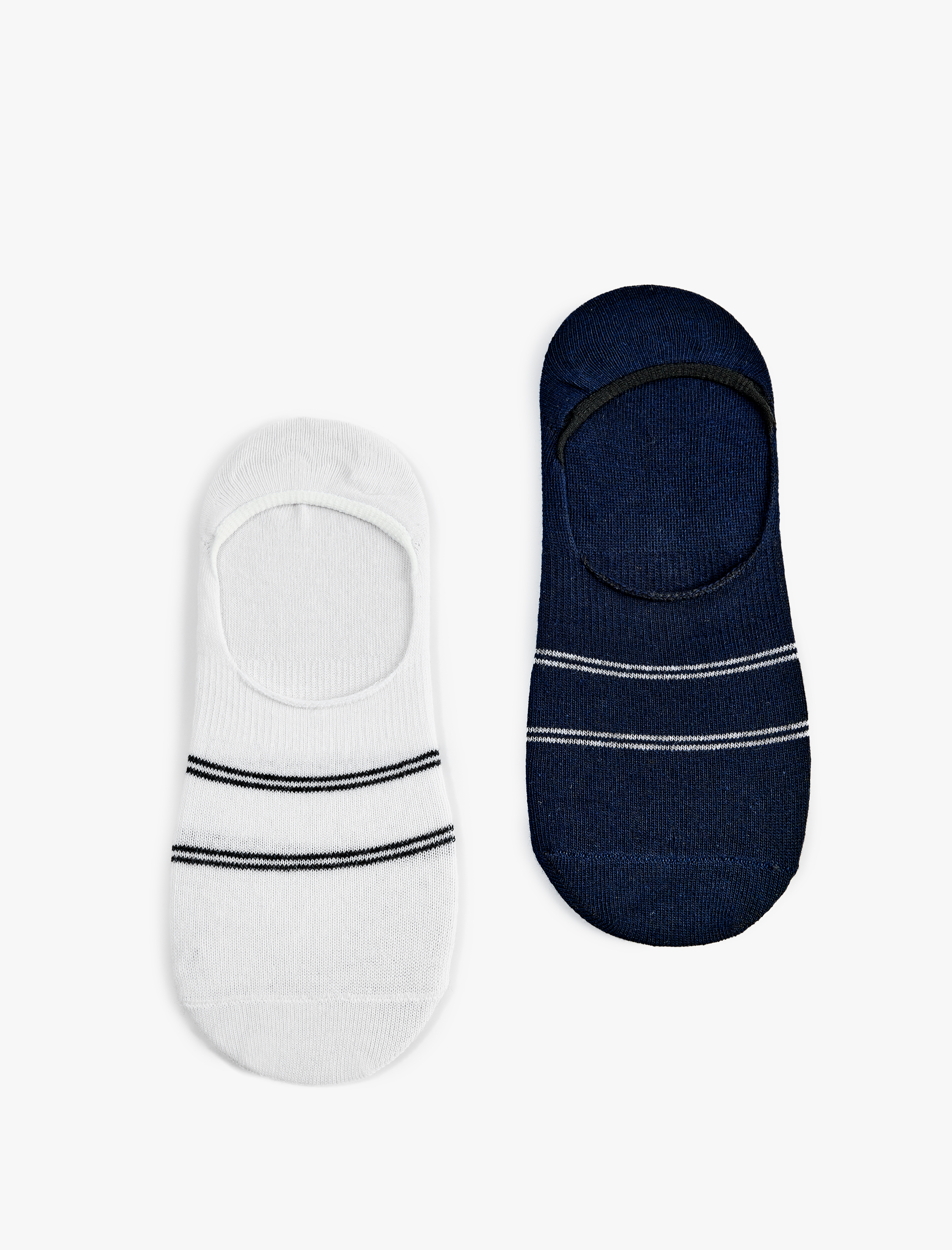  Erkek Pamuklu Çizgili 2'li Spor Çorabı Seti
