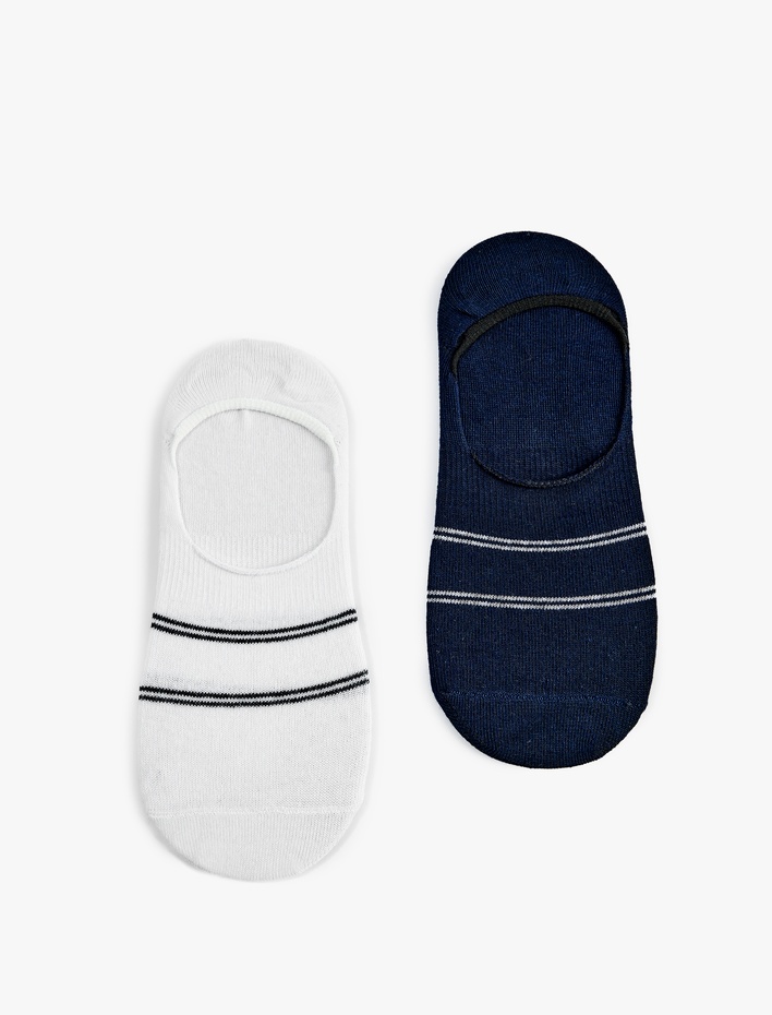 Erkek Pamuklu Çizgili 2'li Spor Çorabı Seti