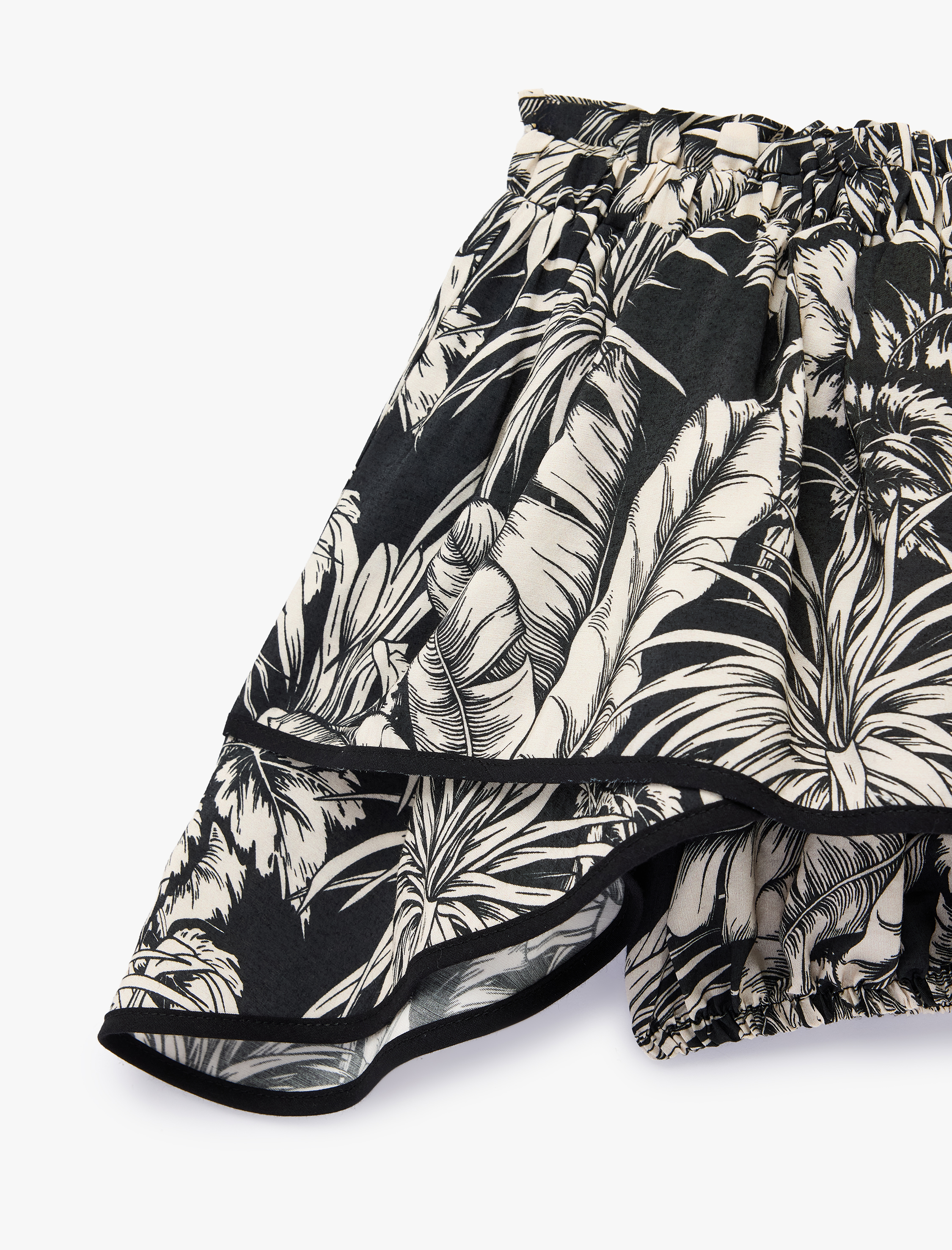   Floral Desenli Fırfırlı Omuzu Açık Crop Bluz