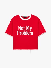 Baskılı Yarım Kollu Bisiklet Yaka Oversize Spor Tişört