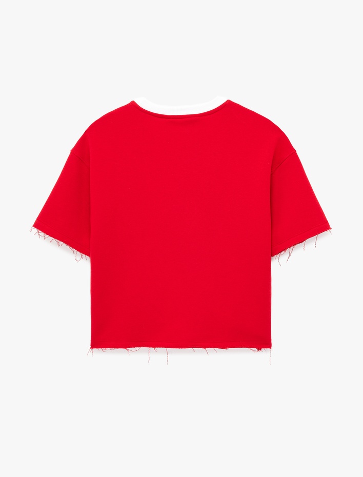  Baskılı Yarım Kollu Bisiklet Yaka Oversize Spor Tişört