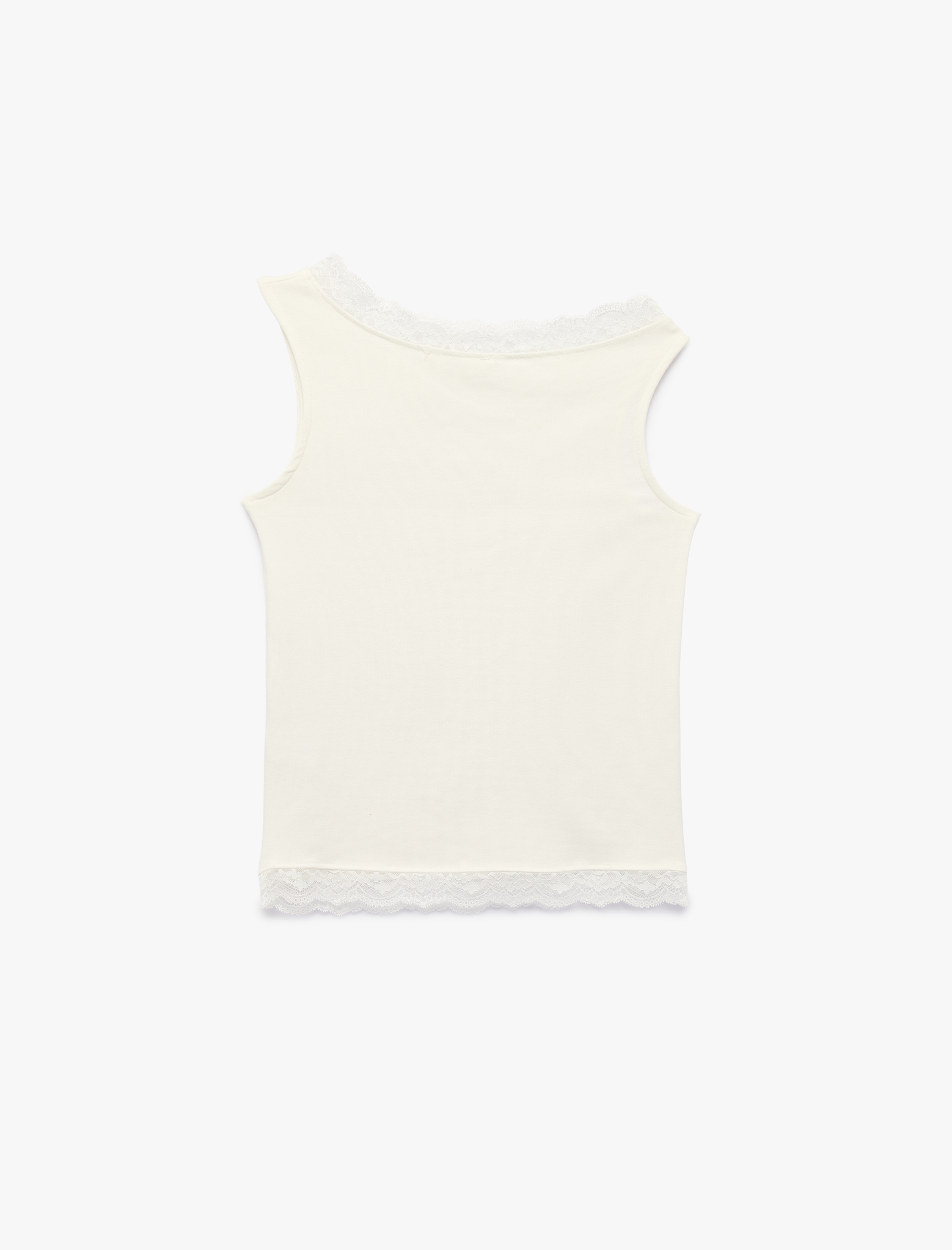   Slim Fit Dantel Detaylı Kolsuz Kayık Yaka Bluz