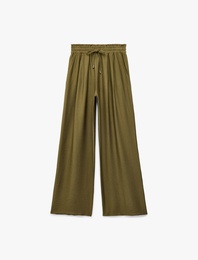 Rahat Kalıp Cepli Viskon Geniş Paça Pantolon