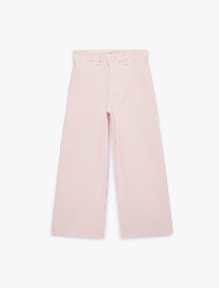  Normal Bel Rahat Kalıp Kesik Paça Jean Pantolon - Culoette Jean