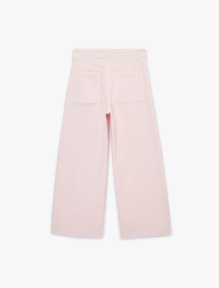  Normal Bel Rahat Kalıp Kesik Paça Jean Pantolon - Culoette Jean