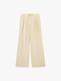 Viskon Bağlama Detaylı Cepli Geniş Paça Palazzo Pantolon