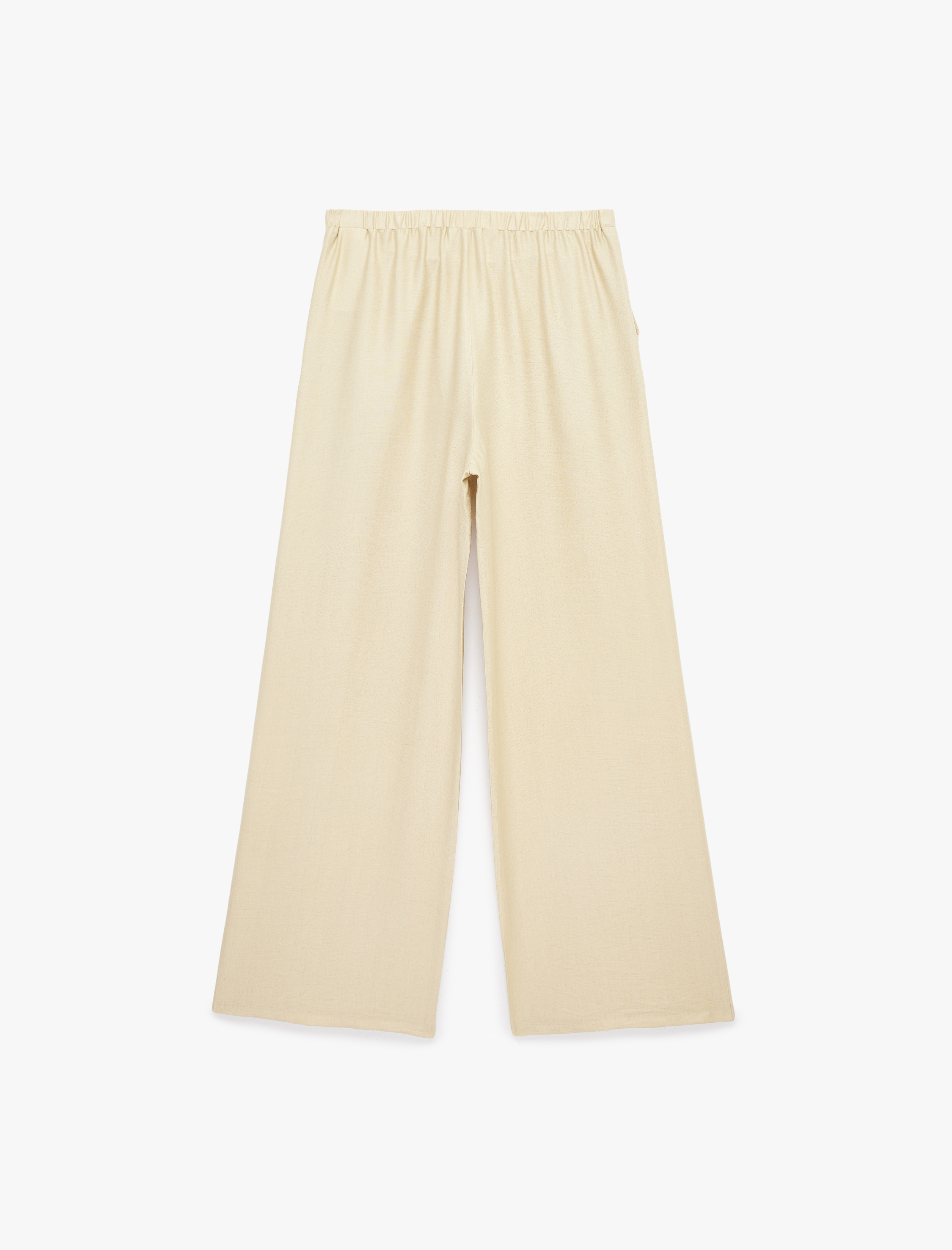   Viskon Bağlama Detaylı Cepli Geniş Paça Palazzo Pantolon