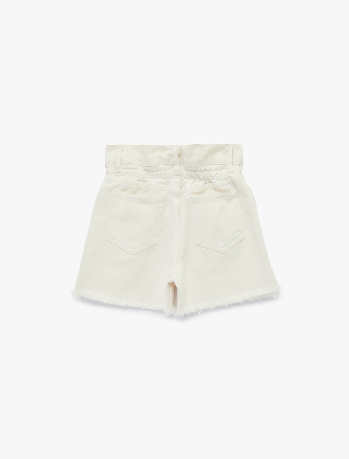 Kız Çocuk Pamuklu Cepli Yüksek Bel Denim Şort