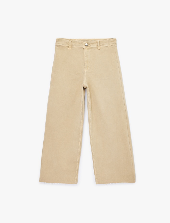  Normal Bel Rahat Kalıp Kesik Paça Jean Pantolon - Culoette Jean