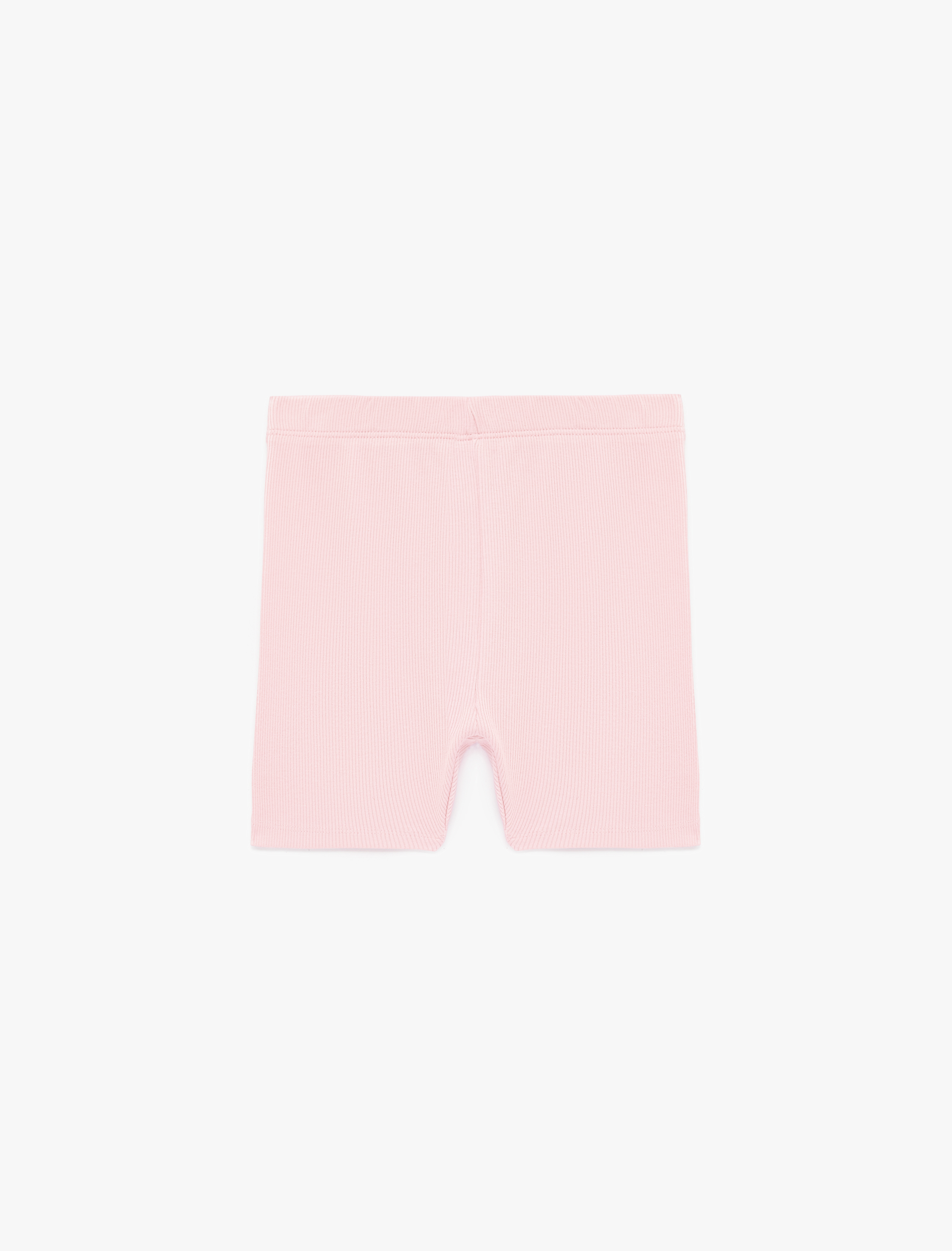  Kız Çocuk Pamuklu Beli Lastikli Ribanalı Kısa Tayt