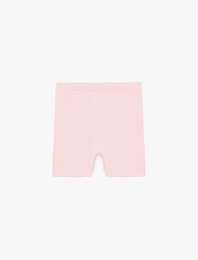 Pamuklu Beli Lastikli Ribanalı Kısa Tayt