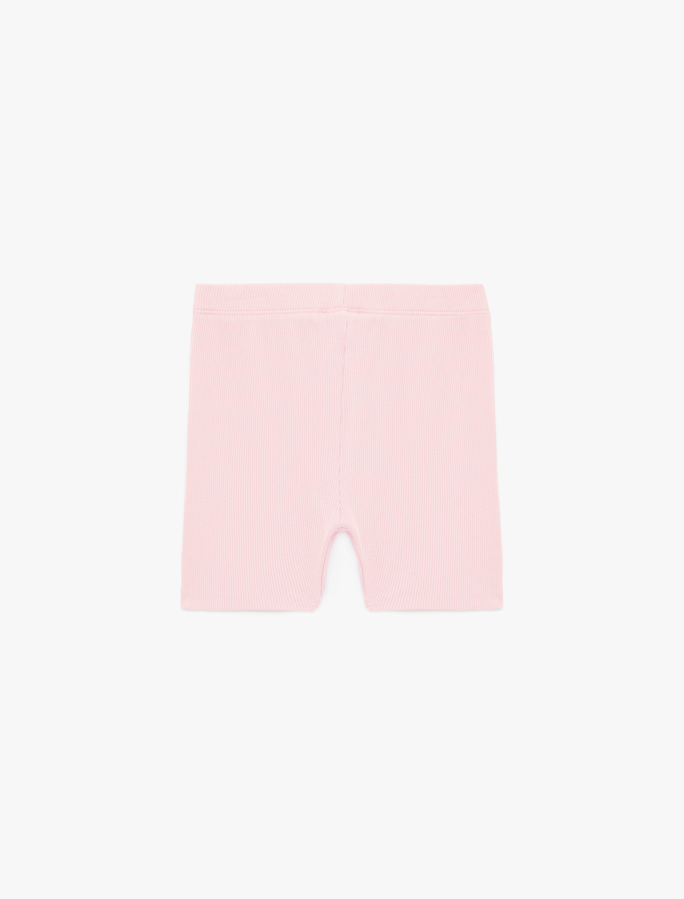  Kız Çocuk Pamuklu Beli Lastikli Ribanalı Kısa Tayt