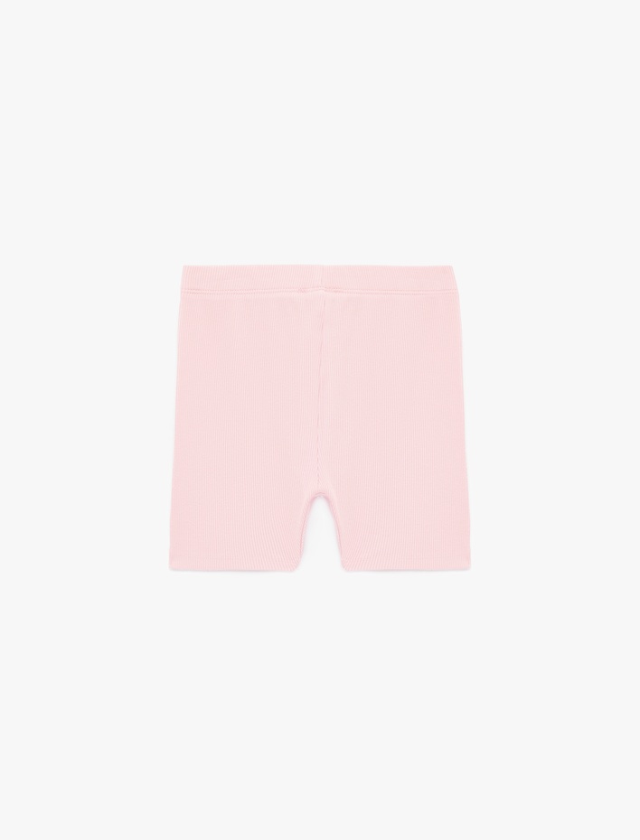 Kız Çocuk Pamuklu Beli Lastikli Ribanalı Kısa Tayt