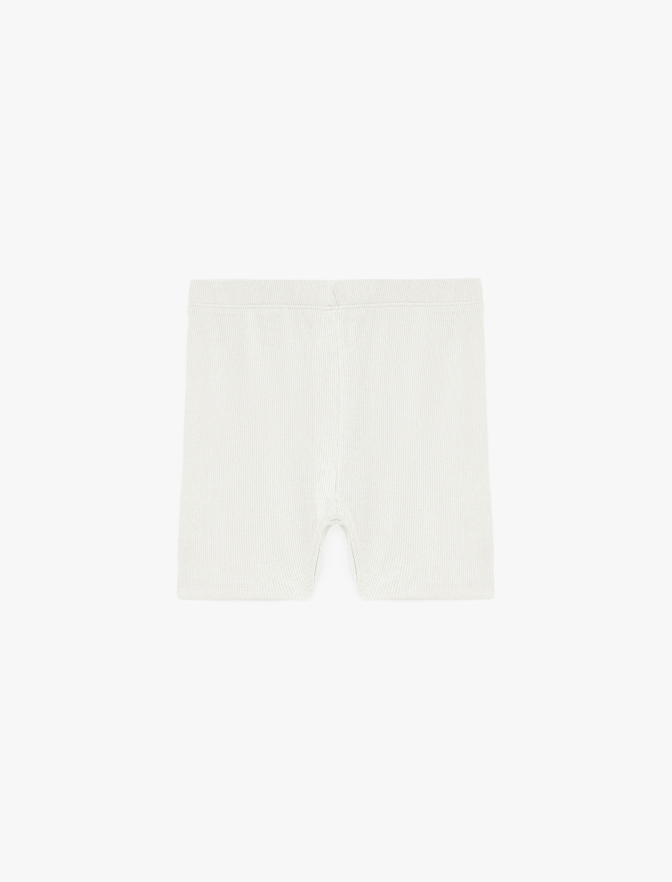  Kız Çocuk Pamuklu Beli Lastikli Ribanalı Kısa Tayt