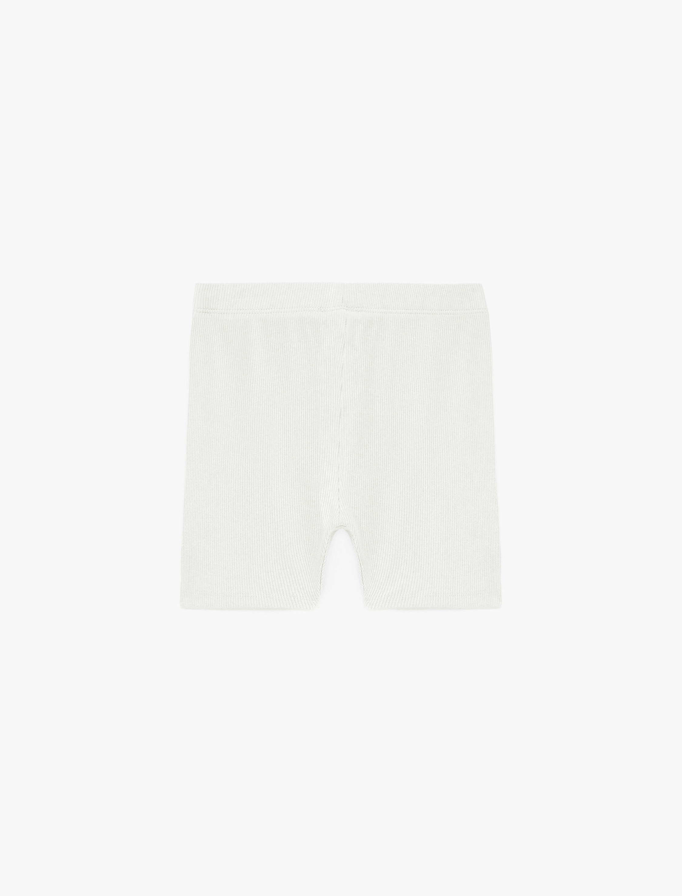  Kız Çocuk Pamuklu Beli Lastikli Ribanalı Kısa Tayt