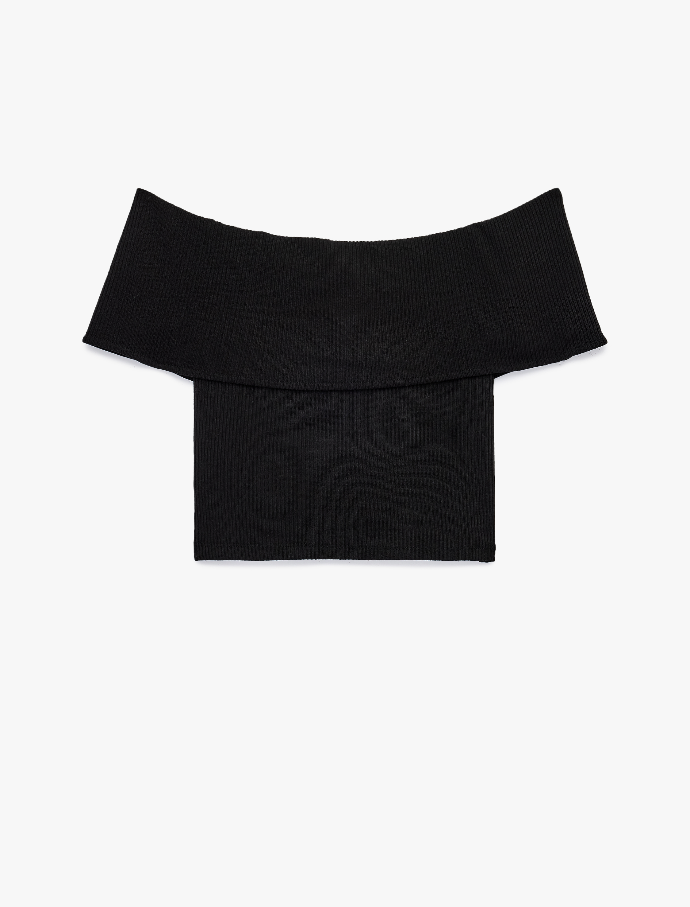   Slim Fit Fermuar Detaylı Omzu Açık Kaşkorse Kısa Kollu Tişört