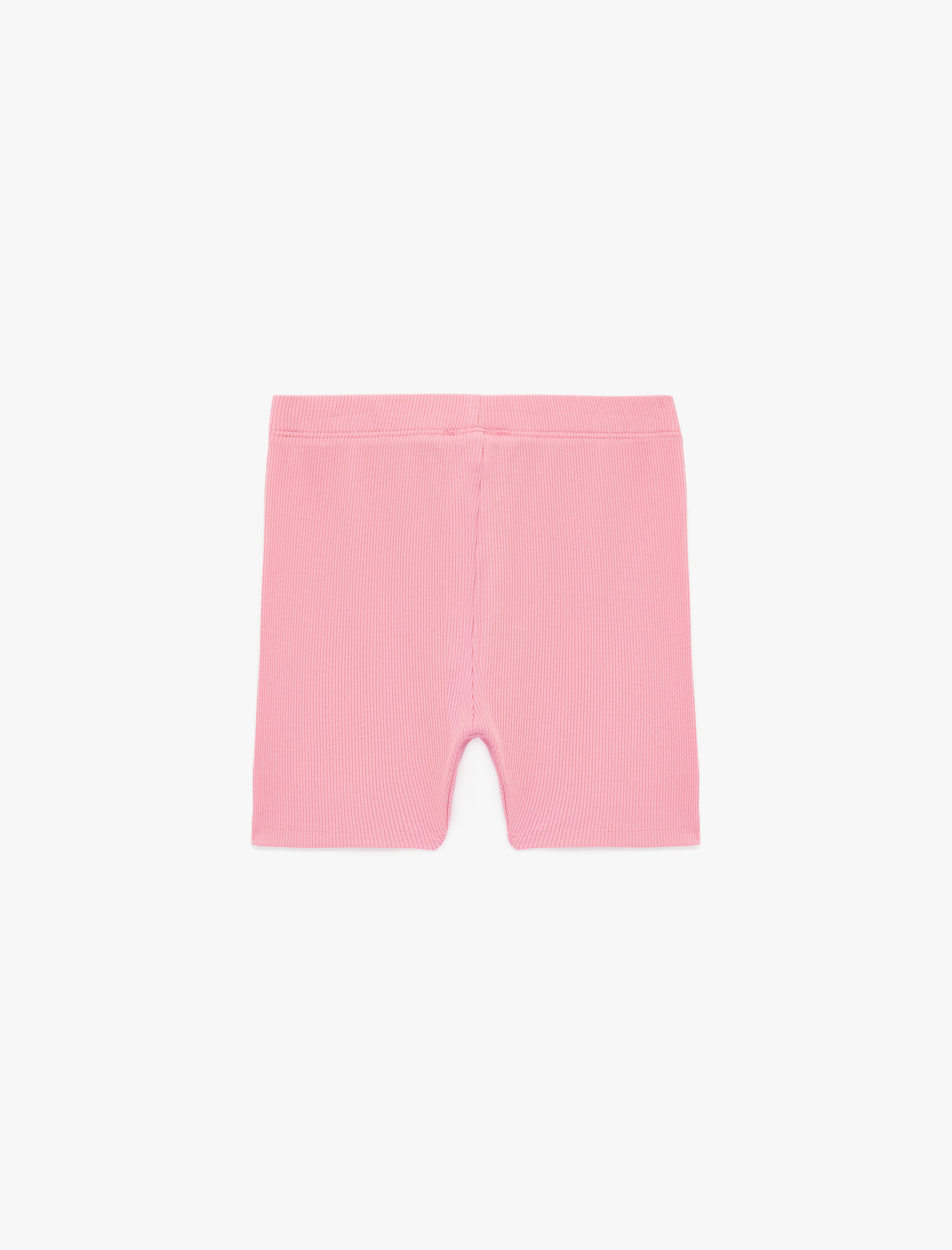  Kız Çocuk Pamuklu Beli Lastikli Ribanalı Kısa Tayt