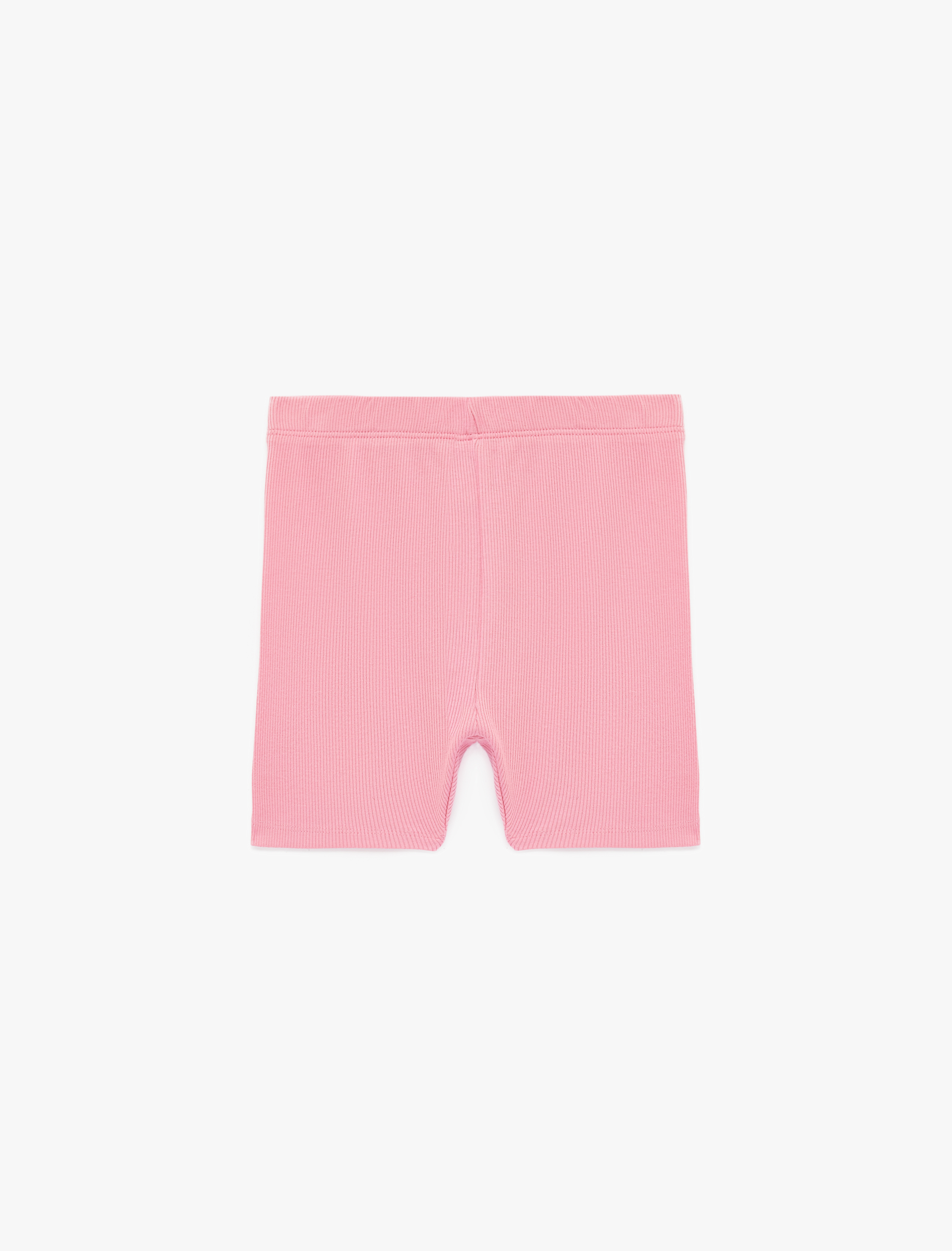  Kız Çocuk Pamuklu Beli Lastikli Ribanalı Kısa Tayt