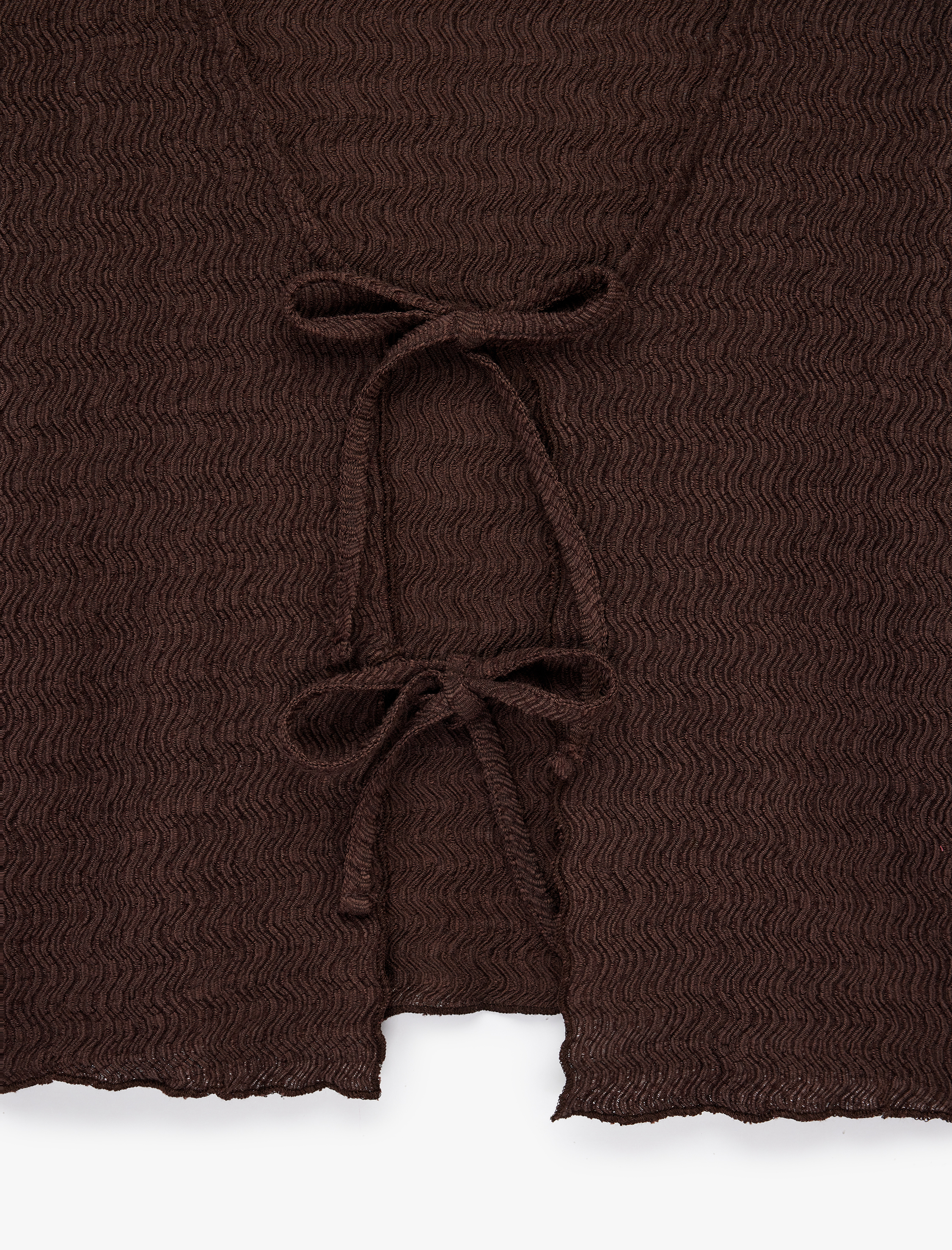   Slim Fit Dokulu Bağlama Detaylı Uzun Kollu V Yaka Bluz