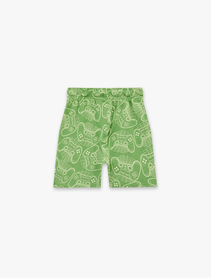 Erkek Çocuk Pamuklu Oyun Temalı Desenli Beli Lastikli Şort
