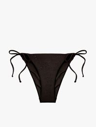 Yanları İpli Taş Detaylı Bikini Altı