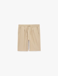 Bermuda Cepli Dokulu Beli Bağcıklı Şort