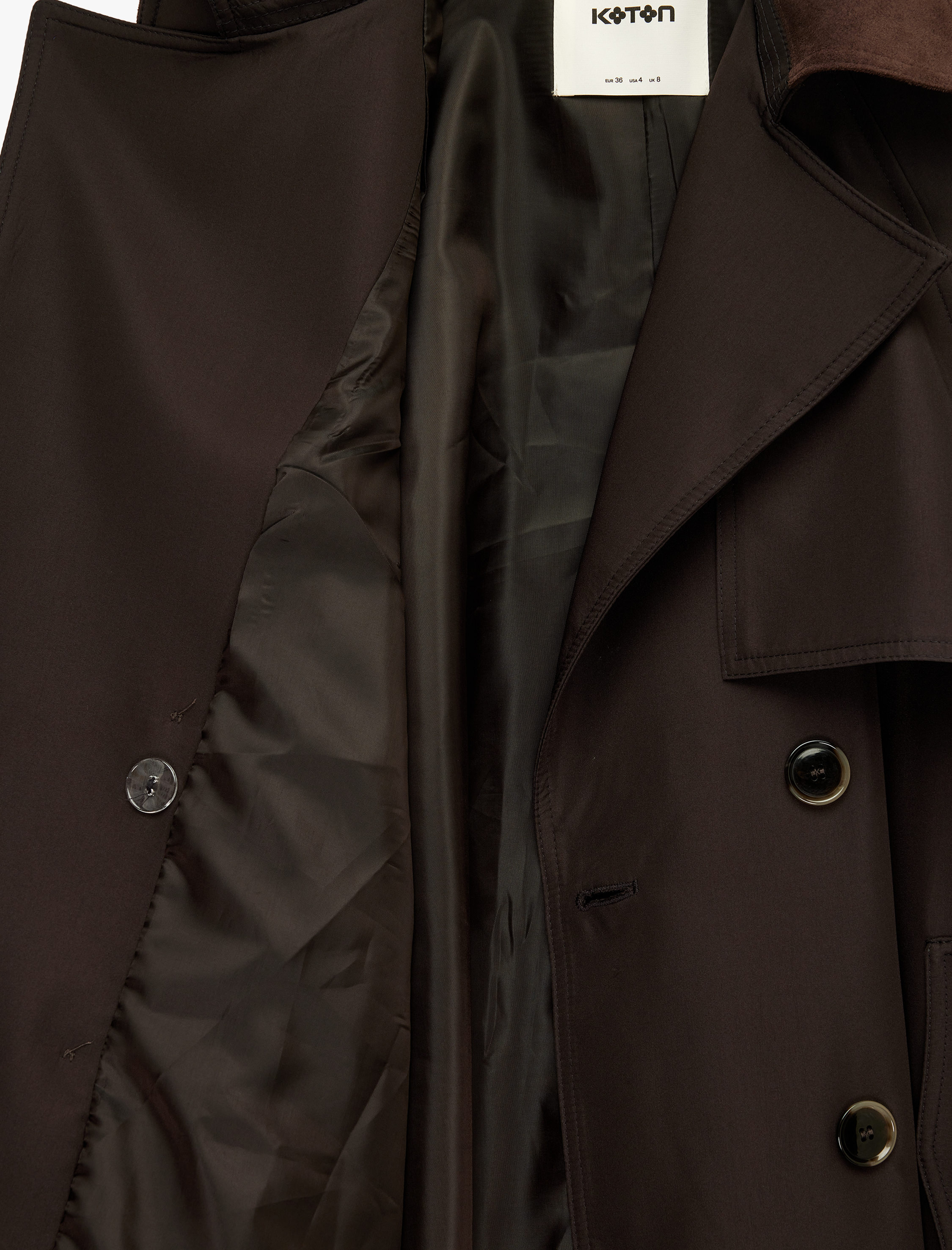   Uzun Kollu Kemerli Kruvaze Oversize Gabardin Trençkot