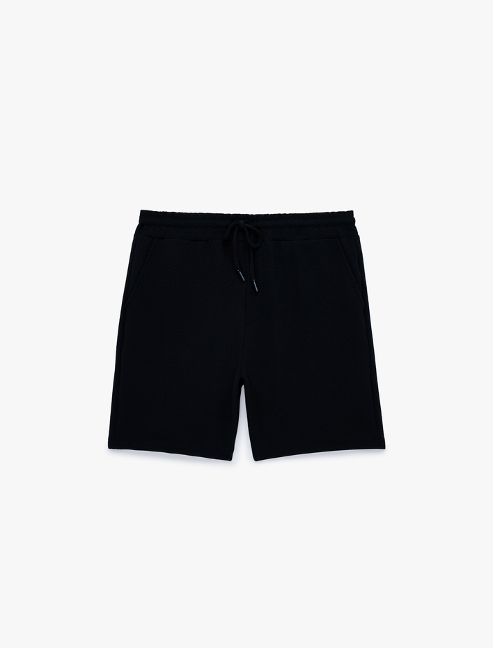  Bermuda Cepli Beli Bağcıklı Şort