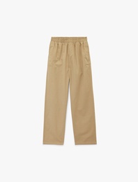 Pamuklu Rahat Kalıp Beli Lastikli Cepli Gabardin Pantolon