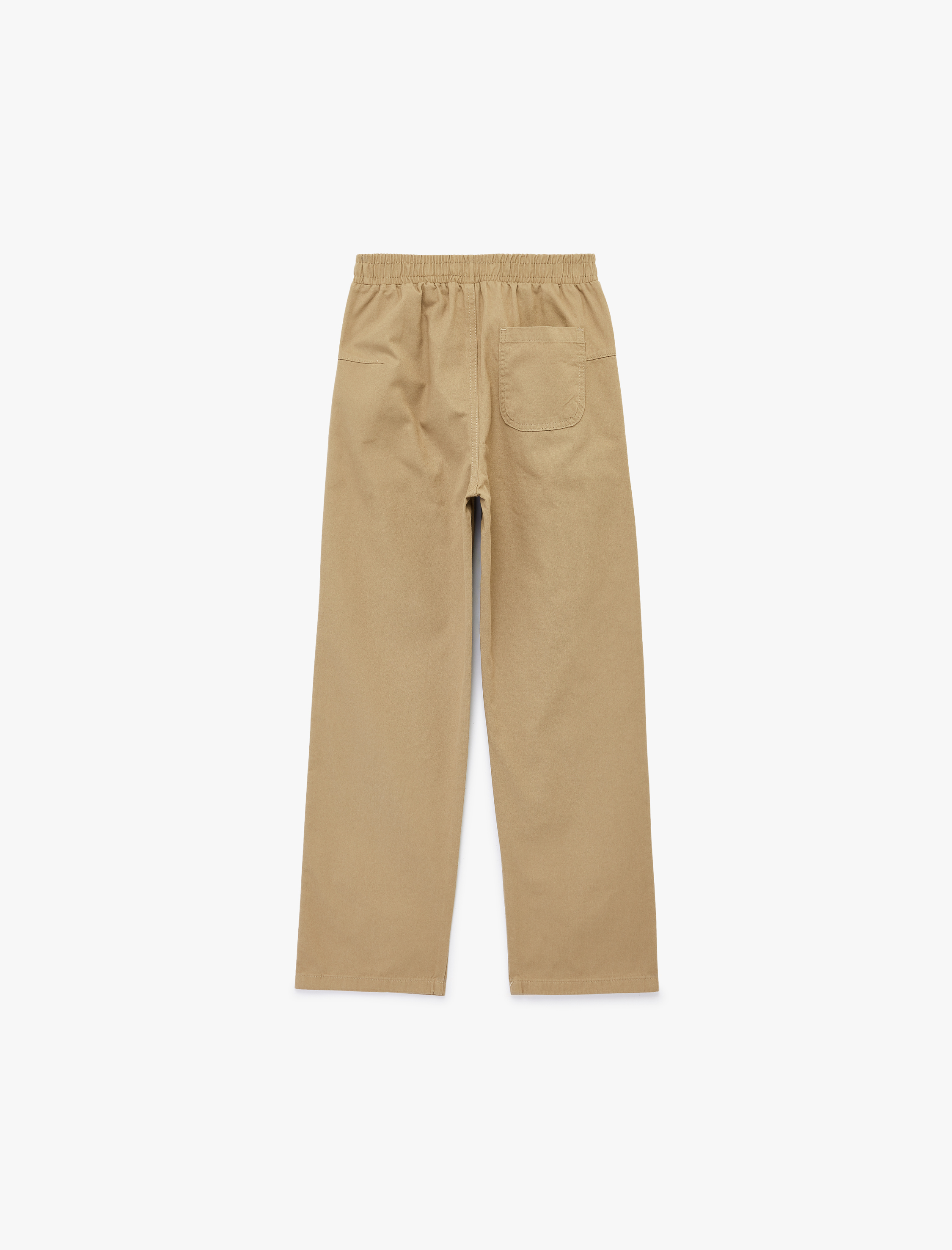  Erkek Çocuk Pamuklu Rahat Kalıp Beli Lastikli Cepli Gabardin Pantolon