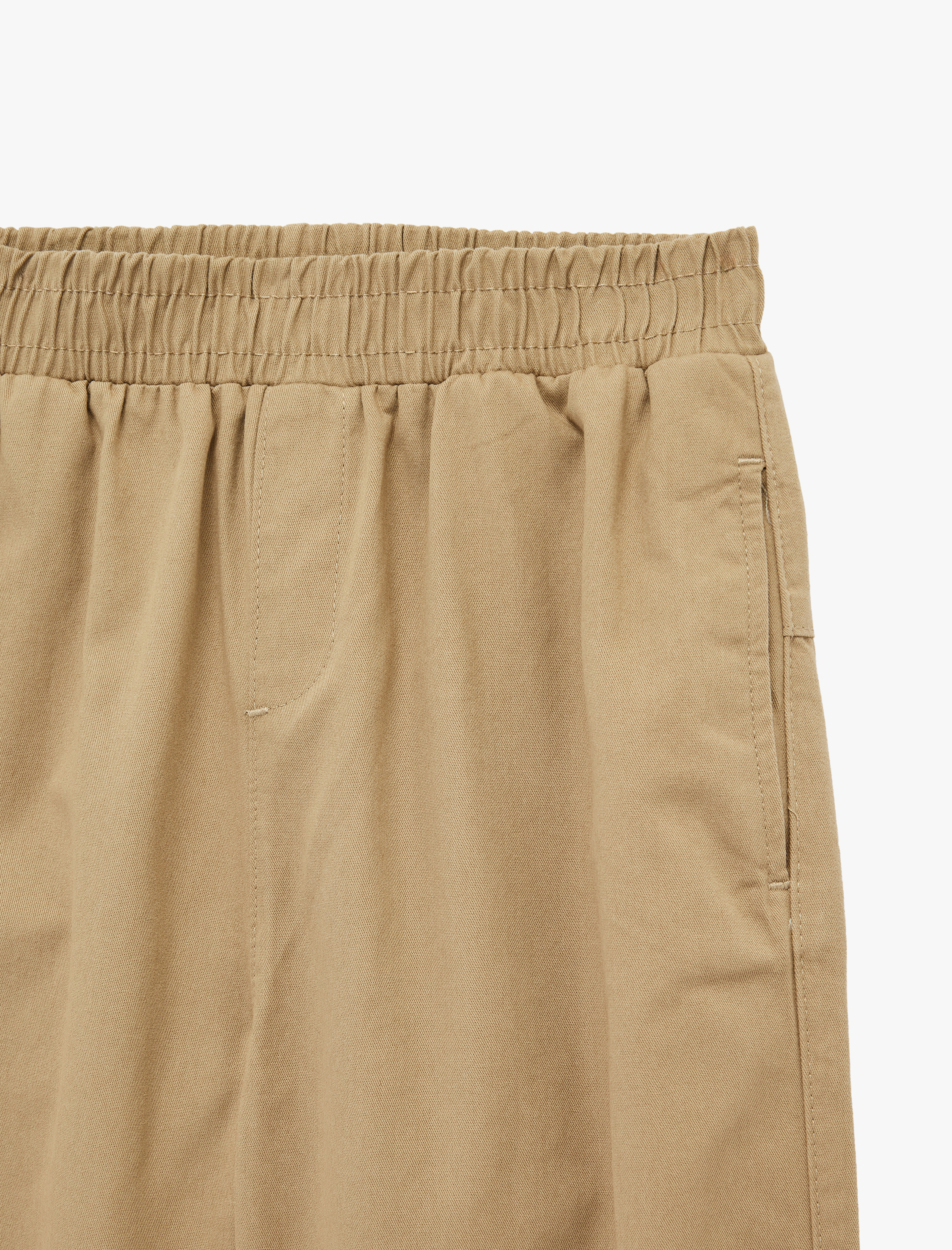  Erkek Çocuk Pamuklu Rahat Kalıp Beli Lastikli Cepli Gabardin Pantolon