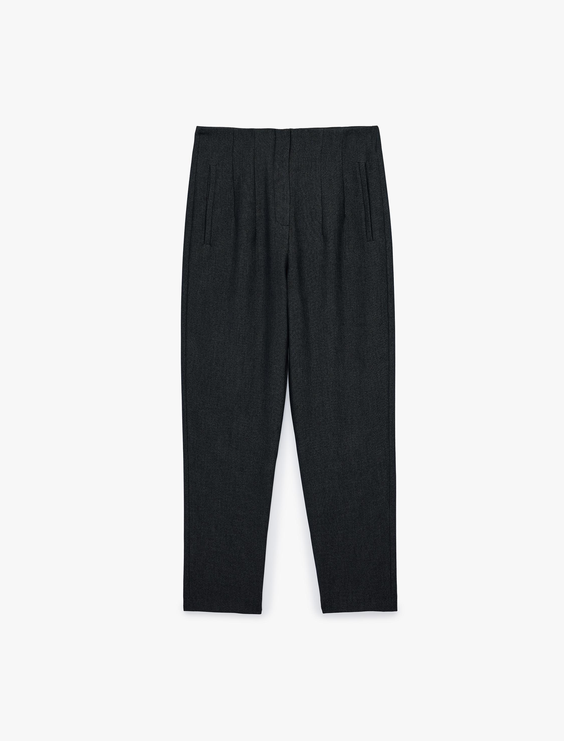   Yüksek Bel Viskon Karışımlı Slim Fit Cigarette Pantolon