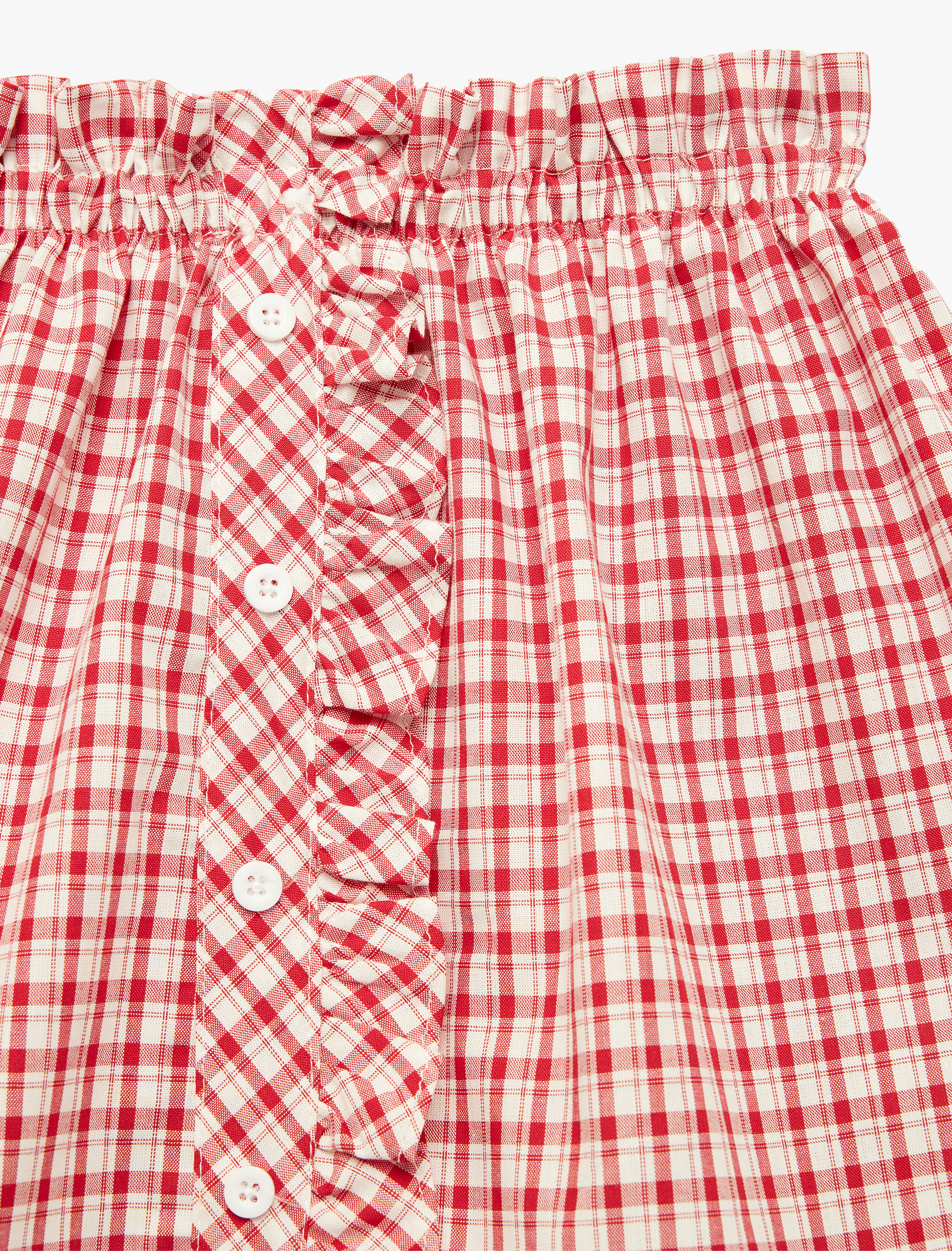  Kız Çocuk Pamuklu Beli Lastikli A Kesim Düğmeli Pileli Ekoseli Etek