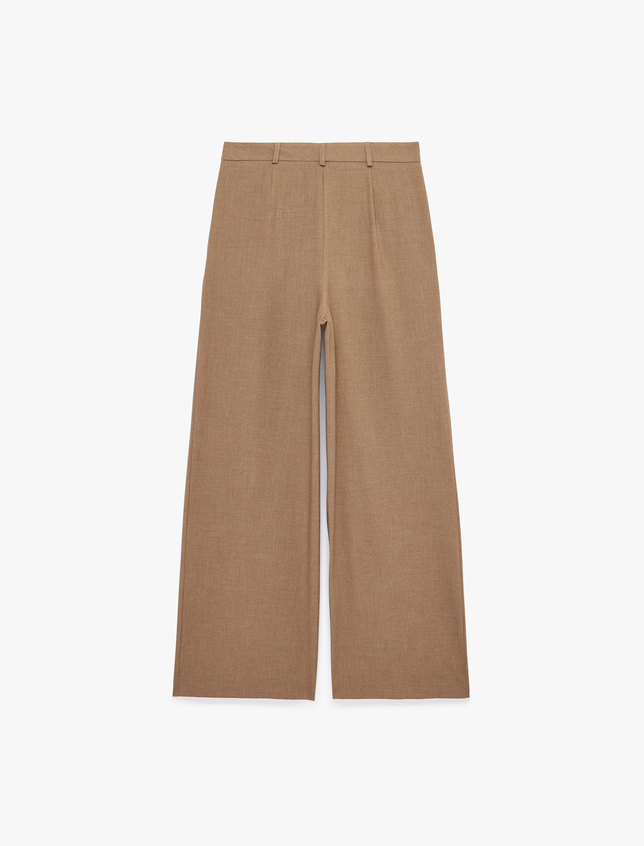   Yüksek Bel Viskon Karışımlı Pileli Geniş Paça Pantolon