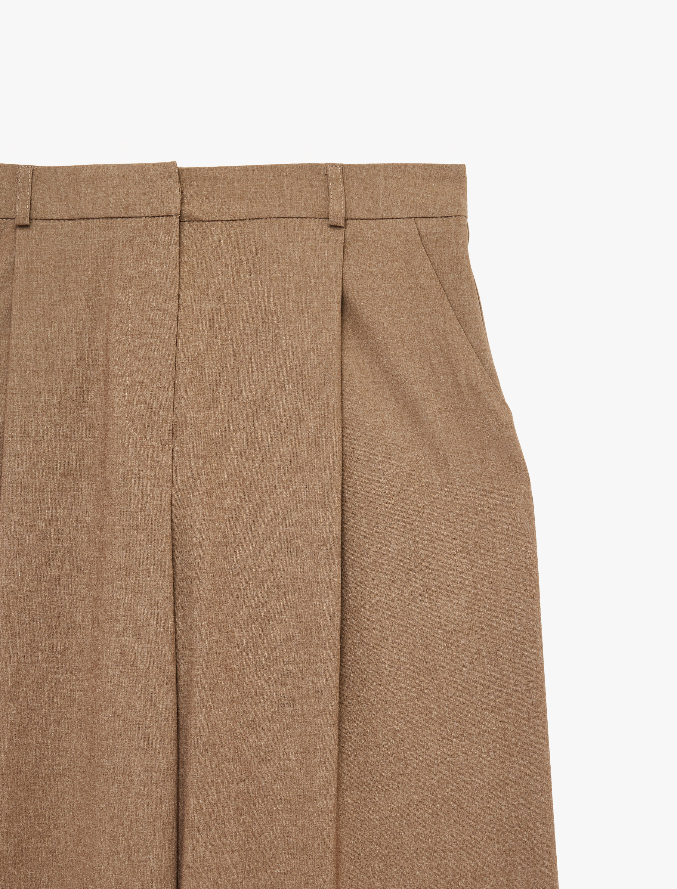   Yüksek Bel Viskon Karışımlı Pileli Geniş Paça Pantolon