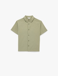 Pamuklu Düğmeli Oversize Kısa Kollu Gömlek