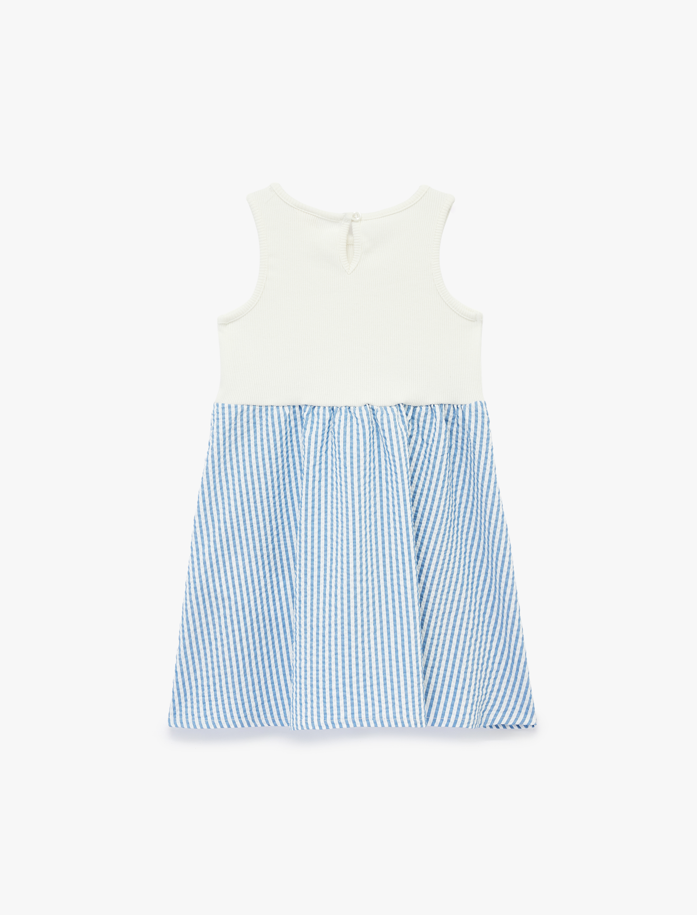  Kız Bebek Pamuklu Kolsuz Bisiklet Yaka Fiyonklu Elbise