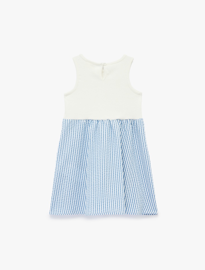 Kız Bebek Pamuklu Kolsuz Bisiklet Yaka Fiyonklu Elbise