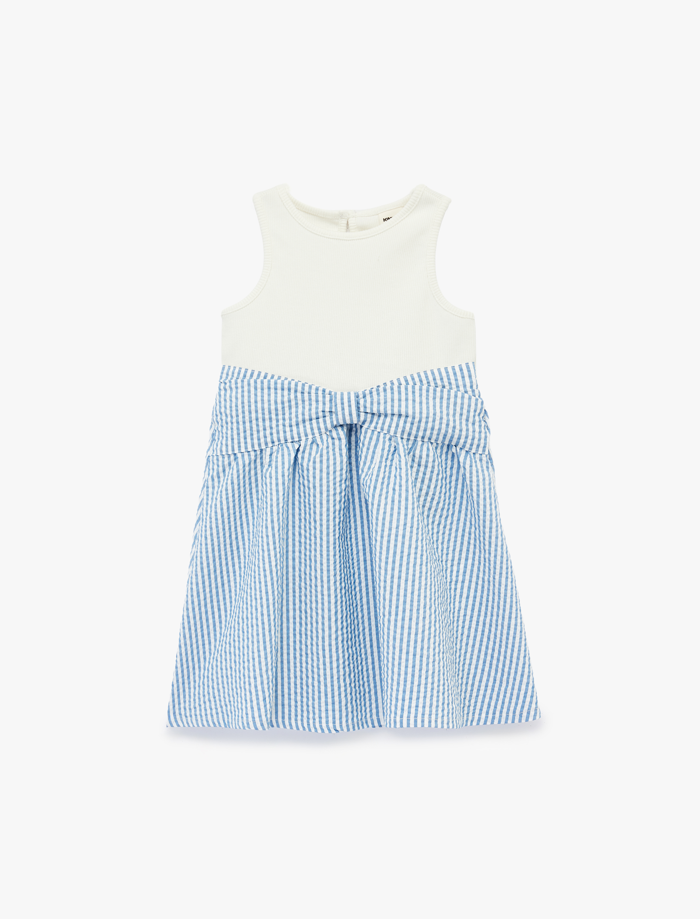  Kız Bebek Pamuklu Kolsuz Bisiklet Yaka Fiyonklu Elbise