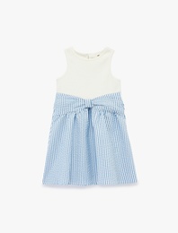 Pamuklu Kolsuz Bisiklet Yaka Fiyonklu Elbise