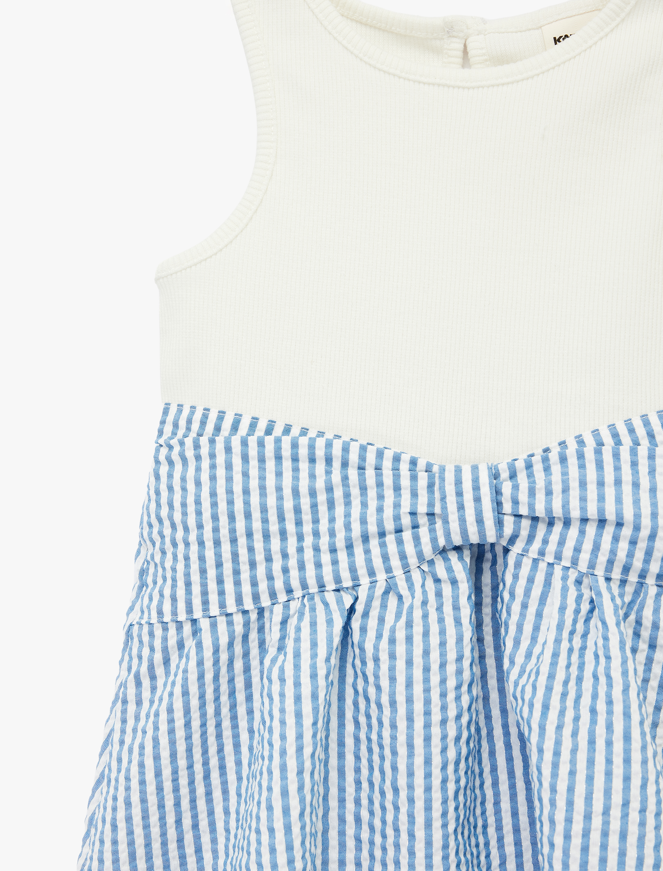  Kız Bebek Pamuklu Kolsuz Bisiklet Yaka Fiyonklu Elbise