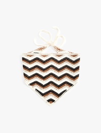 Örgü Detaylı Üçgen Bandana -