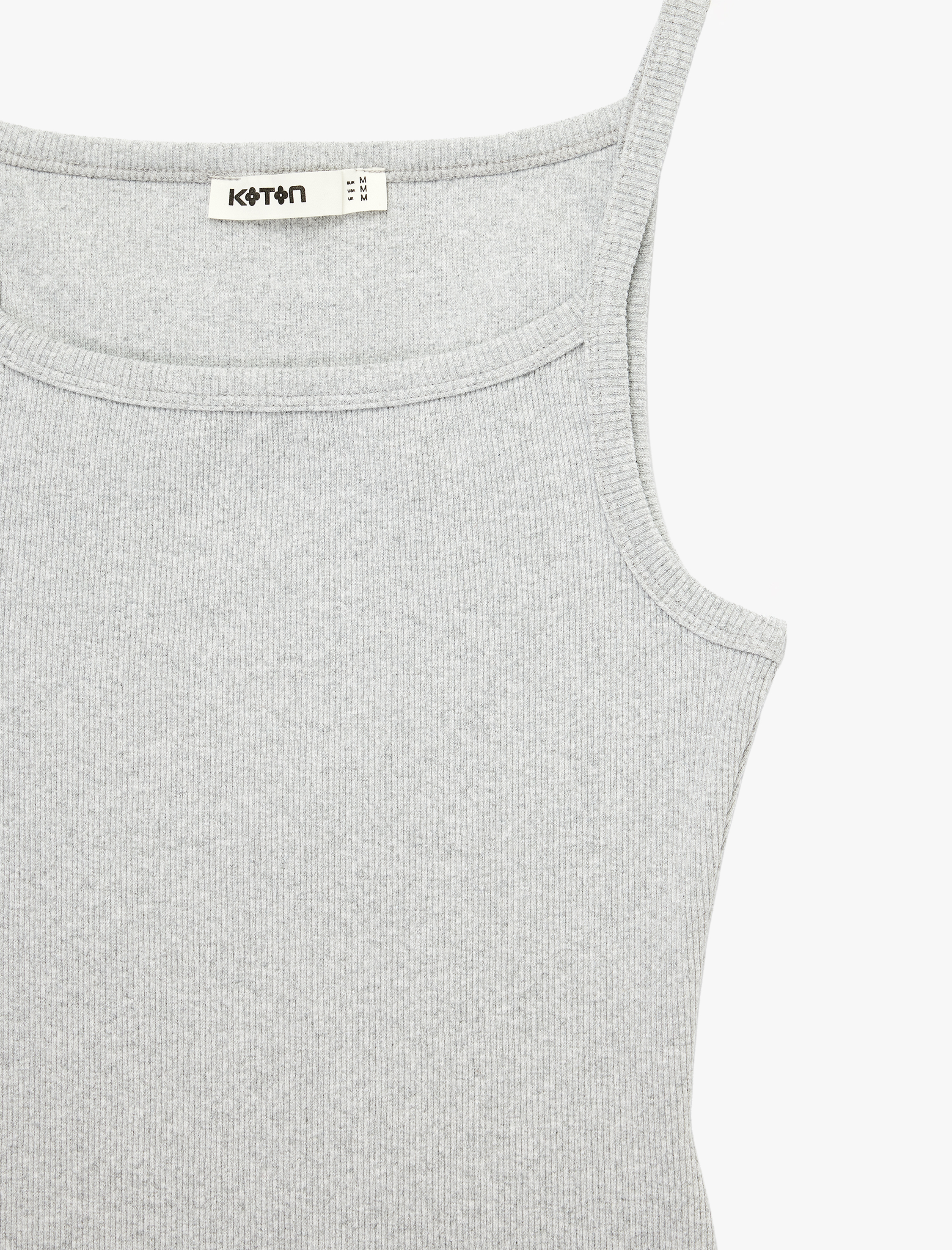   Slim Fit Ribanalı Kolsuz Kare Yaka Bluz