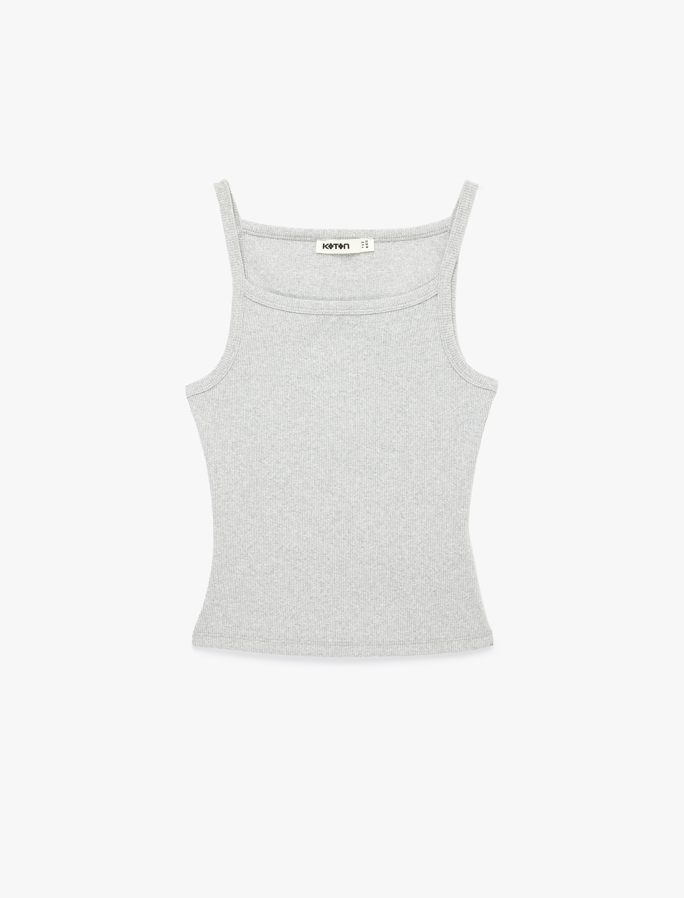   Slim Fit Ribanalı Kolsuz Kare Yaka Bluz