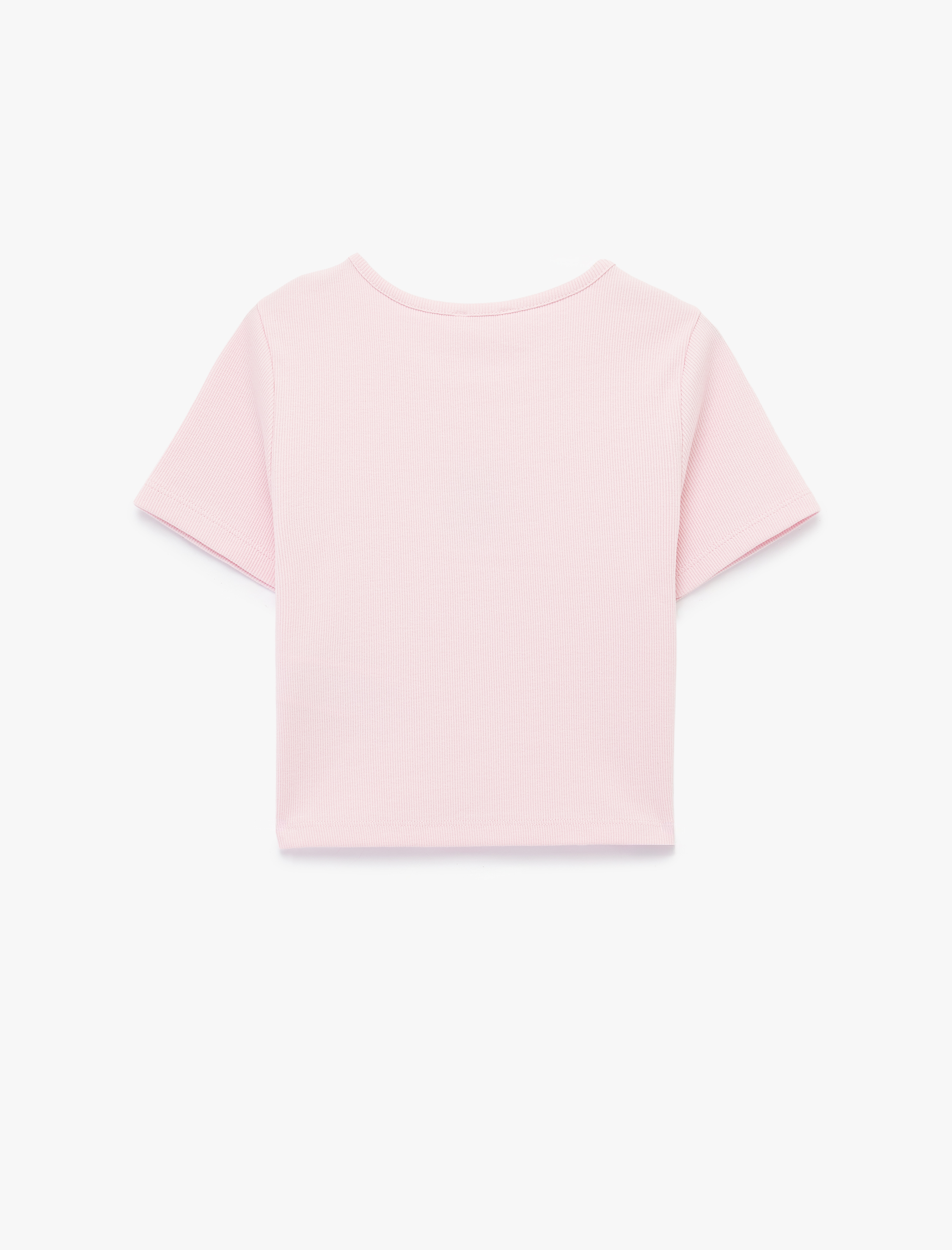  Kız Çocuk Nakışlı Kısa Kollu Bisiklet Yaka Pamuklu Tişört