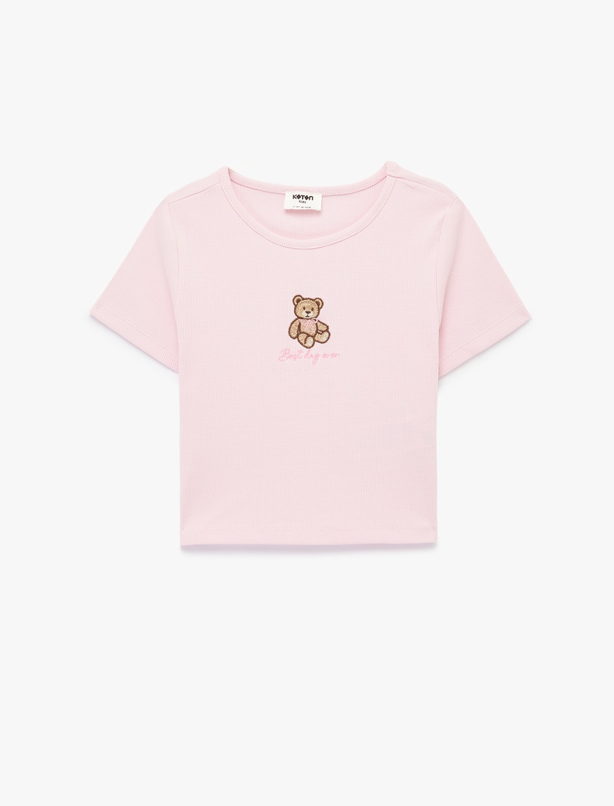 Berry☆ Pembe Kadın Regular Fit Kısa Kollu Çiçekli Crop Gömlek 6SAK60148UW