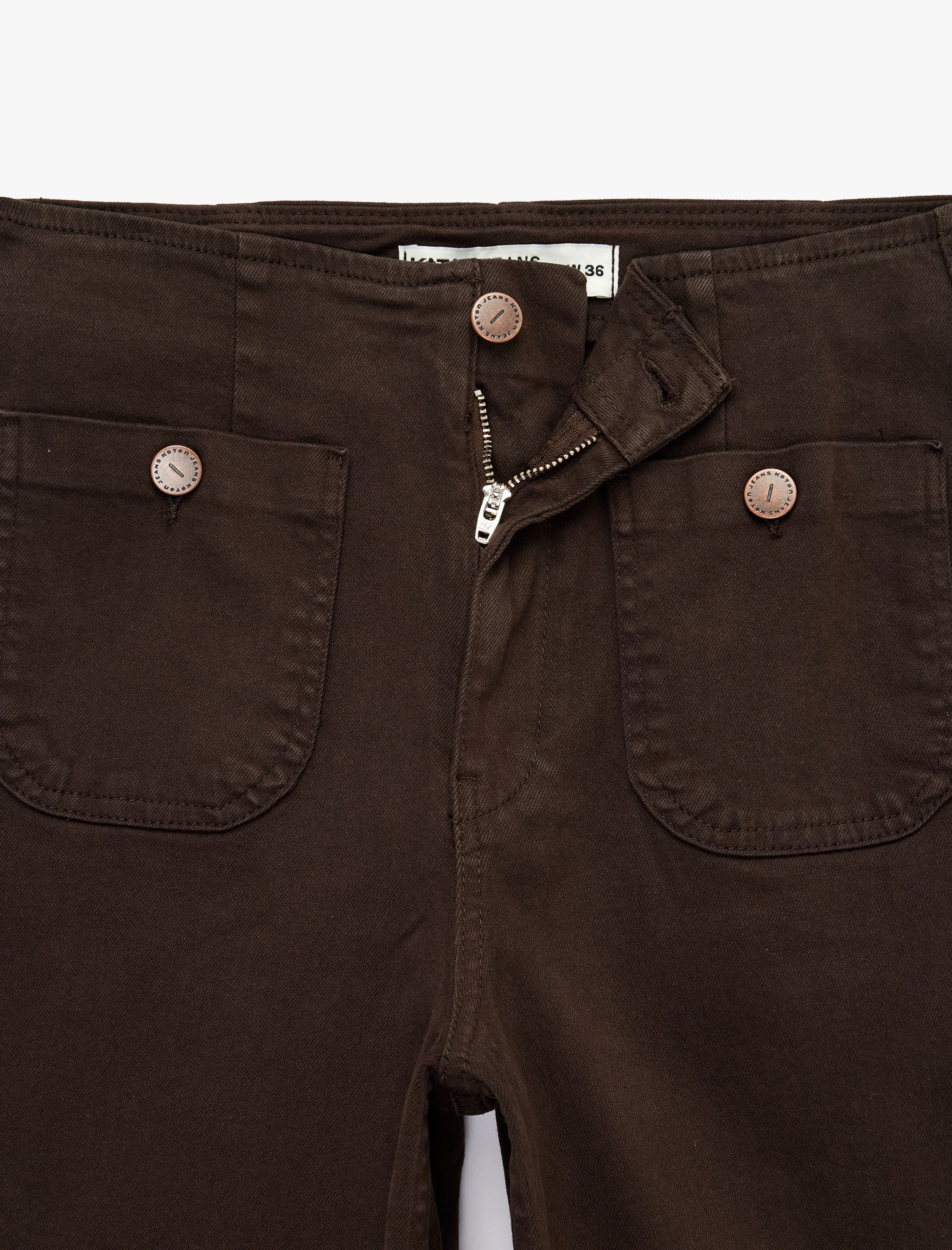   Yüksek Bel Pamuklu Cep Detaylı Geniş Kısa Paça Pantolon - Culotte Jeans