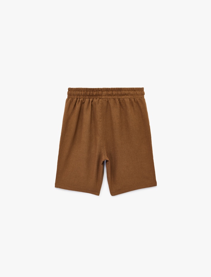 Erkek Çocuk Keten ve Viskon Karışımlı Beli Bağcıklı Basic Şort