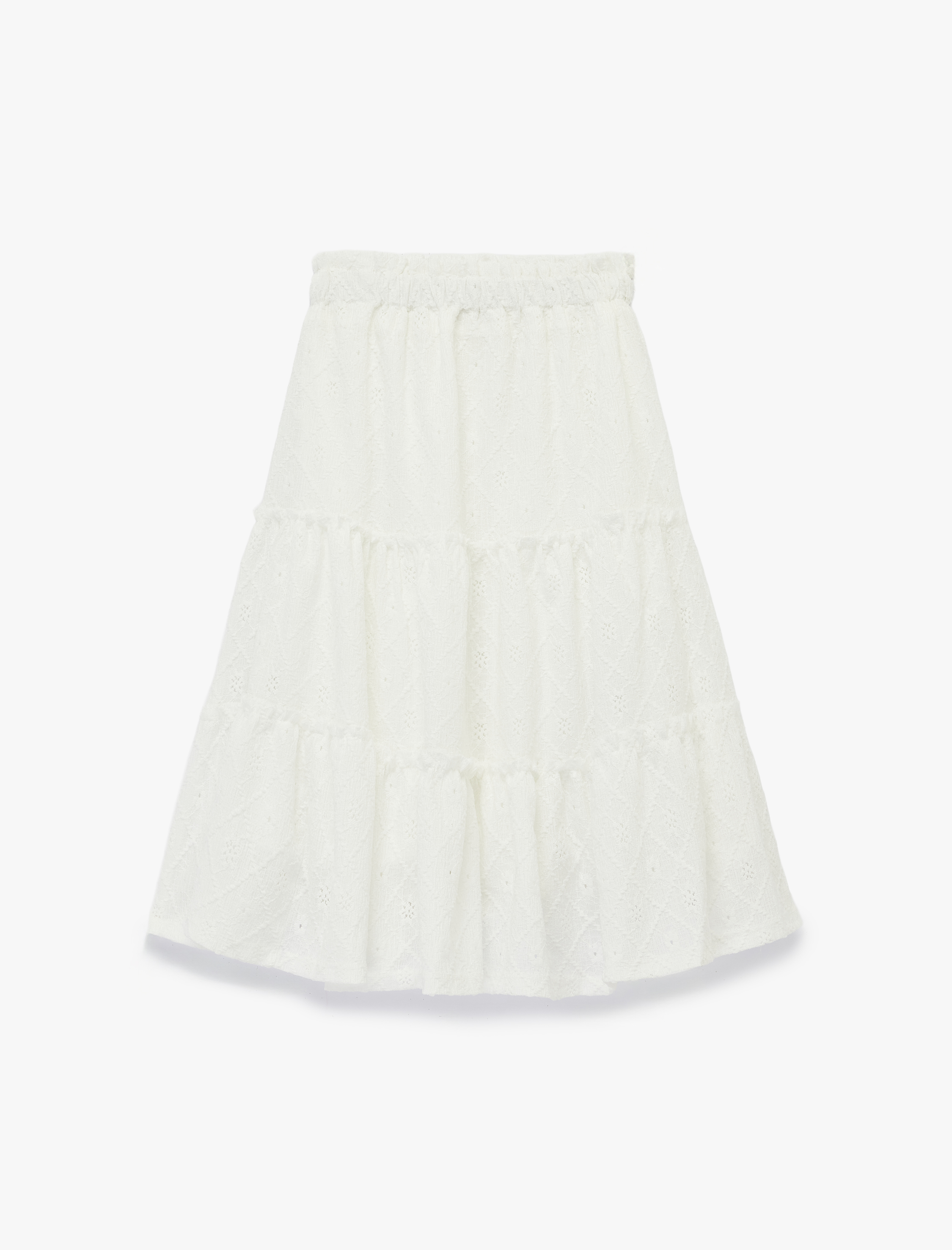  Kız Çocuk eli Lastikli Brodeli Midi Etek